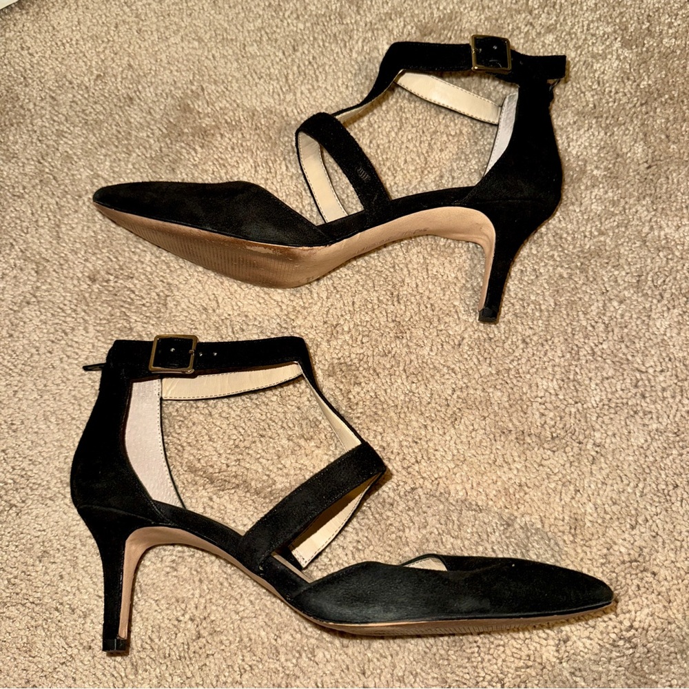 Sole Society Black Strappy Heels with Pointed Toe